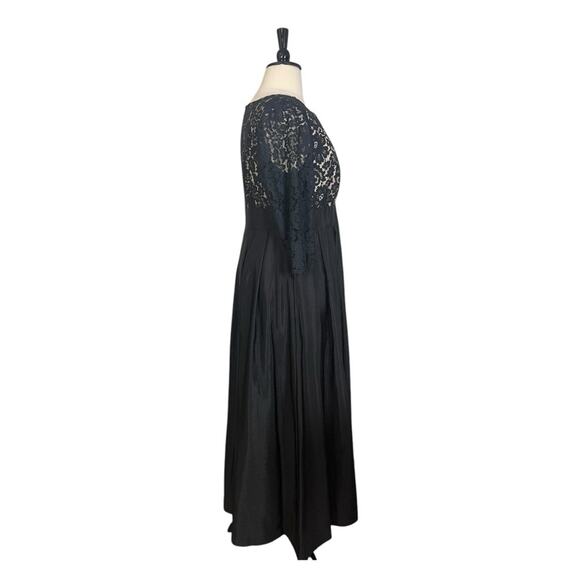 Eliza J Dress V-neck Black Lace Taffeta Floor Length Gown Women’s Plus Size 14W - Picture 3 of 12
